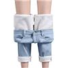 Onsoyours Pantaloni Donna Inverno Casual Elasticizzati Vita Alta Skinny Jeans Leggings Stretti Trouser Spessi Foderati in Pile Stretch Slim Jeggings Comodi Caldi Pants D Azzurro M