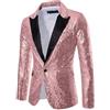 Generisch Giacca da uomo con paillettes dorate, per carnevale e occasioni festive, per matrimoni, spettacoli da sera, 2-rosa, L