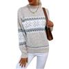 ENENEN Maglione Vintage da Donna in Maglia Fair Isle, Morbido e Caldo Pullover in Misto Lana, Maglione Invernale a Girocollo a Maniche Lunghe con Design a Fiocco di Neve