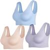 JEMINAY Reggiseni Senza Filo da Donna Reggiseni da Notte Senza Imbottitura Senza Filo Bralette Senza Filo da 3 Pezzi,Rosa+Blu+Viola,L