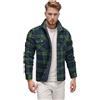 Beokeuioe Giacca da uomo con impunture termiche, flanella vintage, stile da boscaiolo, camicia a quadri, calda giacca da transizione, giacca in feltro con fodera interna, giacca da lavoro, verde, S