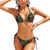 SMAZDFXX Costume da Bagno Bikini Mimetico Dinosauro Verde da Donna, Due Pezzi, Costumi da Bagno Sexy con Perizoma e Reggiseno a Triangolo