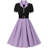 Generic Vestito anni '50 da donna vintage Rockabilly con stampa anni '50 e pin up anno 50 abito vintage da festa per donna, abito a pois Audrey Hepburn per matrimonio, abito estivo da donna, anno 50, malva, S