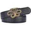 OBASDFD Cintura A Cricchetto In Pelle Da Uomo For Abbigliamento Elegante, Casual E Tutti I Giorni, Cinturino Con Fibbia Automatica Regolabile Inciso Boa Hollow(Gold,120cm/47)