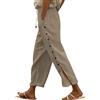 Generico Pantaloni Lino Donna Estivi Elasticizzati Leggeri Pantaloni Larghi in Cotone Tinta Unita Eleganti Trousers Palazzo da Spiaggia Pants Gamba Larga Vita Alta Pants Largo con Tasche
