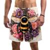 Luoweisi Costume da bagno da uomo con motivo floreale con api e pantaloncini da mare, ad asciugatura rapida, con fodera in rete, multicolore, XL