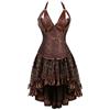 Hengzhifeng Steampunk Corsetto con Gonna Halloween Bustino Corsetti Costume Pirata (EUR 42-44,Marrone)