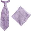 Remo Sartori - Set Cravattone Plastron e Fazzoletto da Cerimonia Sposo in Seta Floreale, Made in Italy, Uomo (Glicine)