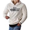 ORANDESIGNE Felpa con Cappuccio da Uomo Pullover in Pile Teddy con Tasche Invernale Ricamo di Lettere Felpa con Cappuccio in Peluche Maniche Lunghe Sportive Pullover Sweatshirt A Nero L