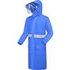 LOIJMK, Giacca da lavoro impermeabile da uomo, con cappuccio, poncho antipioggia lungo, oversize, con strisce riflettenti, con tasche, poncho antipioggia grande, taglia grande, giacca antipioggia
