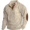 Generico Felpa Uomo Manica Lunga Senza Cappuccio Basic Felpe Sportiva con Bottoni Sweatshirt Elegante Invernale Leggera Pullover da Uomo Cotone Offerta Maglioni Moda Vintage Oversize Classico