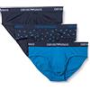 Emporio Armani Underwear-Confezione da 3 Paia di Slip in Puro Cotone Pantaloncini, Marin/Pr.Mar/Cowslip, S Uomo
