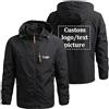 YILDEX Logo Personalizzato Uomo Giacche Windbreaker Capispalla Cappotto Impermeabile Personalizzato Black,XX-Large