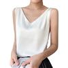 Sweejim Top con cinturino da donna Halter V collo bianco senza maniche in seta top canotta estiva da donna, bianco, XXXL