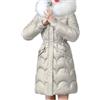 Suncadmious Donna Inverno Lungo Caldo Piumino Lungo Caldo Ispessito Bavaglino Giacca Caldo Pile Fodera Giacca Ispessito Sottile Piumino (Bianco,XL)