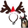 zwxqe Cerchietto per Cani Con Corna di Renna e Cappello di Babbo Natale - Leggero e Confortevole per Feste a Tema e Natale - Costume per Animali Domestici