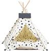 lodaonou Cat&Dog Teepee cuccia morbida per cani di piccola e media taglia, con cuscino e targhetta per nome (stelle bianche)