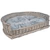 UNUS RM E-Commerce, lettino per cani, cesta in vimini misura S-XL con cuscino grigio, per cani di grande e piccola taglia