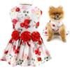 SMALLLEE_LUCKY_STORE Vestito per cani da principessa per cani di piccola taglia, con rosa rossa e fiori, abbigliamento per cuccioli, compleanno, vacanza, San Valentino, matrimonio, chihuahua,