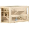 PawHut Casetta per Criceti in Legno a 3 Livelli, Casa per Criceti e Piccoli Roditori con Tetto Apribile e Parete Trasparente, 115x60x55cm