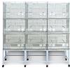 Pet's Solution - Batteria Gabbie da Cova Silver con Carrello e Accessori, per Allevamento, Riproduzione ed Esposizione Uccelli - 3 Moduli con 9 Gabbie di 60x42x43h cm