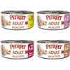 Generico PETREET MIX 12 scatolette SFILACCETTI a base pollo - 3 per tipo: A20 - A21 - A22 - A23 - per gatti adulti - 12 lattine da 70g