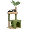 PawHut Albero Tiragraffi per Gatti Casetta 44x30x98 cm Verde e Marrone