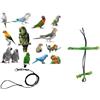 BLUSUPERSHOP PETTORINA PAPPAGALLI regolabile MISURA da cocorite ad amazzone 3mm elastica E nastro 10mm, fibbie plastica GUINZAGLIO 3mm nero 1M (verde fluo)