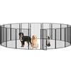 Yaheetech Recinto per Cani Gatti con Porta 18 Pannelli Altezza 100 cm Nero | Recinzione in Rete Metallica, Cuccioli Gatti Conigli Animali Domestici, Interno Esterno Giardino Casa, Salvaspazio