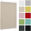 Generic Tenda plissettata senza forare - 90 x 80 cm - Beige - per interni, per finestre, fissaggio a morsetto (Klemmfix)
