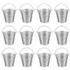 PATIKIL Secchi Metallici Piccoli con Manico, 12 Pz Secchi Galvanizzati Mini Colorati per Pasqua Artigianato Feste Decorazioni, Argento