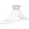 RSR Hangers Grucce appendiabiti in legno bianco, 50 pezzi, con barra per pantaloni, 38 cm, gancio girevole a 360°, vestiti, giacche e pantaloni, 10-50 pezzi