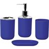 Hosoncovy Set di 4 accessori da bagno con dispenser per sapone, tazza da bagno, portasapone, portaspazzolino e dentifricio (blu)