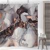 ASDCXZ Tenda da doccia in marmo nero, oro, 180 x 200 cm, moderna, astratta, grigio, nero, oro, effetto marmo, texture, lavabile, in poliestere, impermeabile, per vasca da bagno con 12 ganci