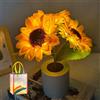 Gienslru Shimmering Sunflower Lamp, Rechargeable LED Flower Table Light with 2-Level Touch Dimming, Artificial Sunflower Night Light for Bedroom Home Decor, Unique Gardening Gifts for Mum Women Her (1 Set)
