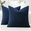 JOTOM Federe per Cuscini Decorativo in Velluto a Coste Morbide 40x40 cm Set di 2 Federe Decor per Cuscini con Texture a Bolle 3D Federa per Divano Sofà Camera da Letto (Blu Navy)