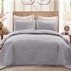Exclusivo Mezcla Copriletto Reversibile, Trapuntato Leggero e Morbido con Federe, per Tutte le Stagioni, 260x280 CM Grigio Chiaro