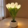 Richaa Lampada Tulipano Bianca, 6 Fiori Tulipani Luce Notturna, Lampada da Tavolo Tulipani Fioriti Idea Regalo per Festa della Mamma, Natale, Compleanno, Giorno del Ringraziamento per Donne, Fidanzata