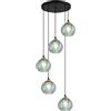 KCO Lighting Lampadario da Soggiorno con Paralume in Vetro Texture Verde Chiaro, Lampada a Sospensione Oversize a 5 Luci ad Altezza Regolabile per Ingresso, Sala da Pranzo, Ristorante