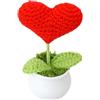 EANAGO Fiore all'uncinetto come decorazione di benessere per voi stessi o come regalo - Fiore all'uncinetto fatto a mano - Idea regalo (Fiore a forma di cuore, rosso)