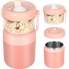 JASTOO Porta Yogurt,Asporto Porta Yogurt Termico con Scomparti,Tazza per Cereali | Porta Yogurt Refrigerato in Acciaio Inox con Coperchio e Cucchiaio, Contenitore Pranzo per Bambini,Tazza Oats,530+330ml(Rosso