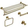 PEKMAR Set di accessori hardware per il bagno Kit in ottone zigrinato oro spazzolato Porta asciugamani Anello porta accappatoio Porta carta Porta asciugamani Porta scopino, anello mensola