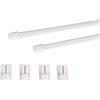 Deco-Raum Bastoni per tende a vetro con ganci adesivi, allungabili, bianchi, lunghezza 80-140 cm, asta ovale per tende senza foratura, set da 2 pezzi metallo-plastica