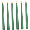 Garneck 6 Pezzi Candele LED a Batteria senza Goccia Tonalità Verde Materiale Pp e LED Forma Taper per Decorazioni su Scrivania e Bancone Festa Casa Matrimonio