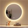 STARLEAD Specchio-Rotondo-Bagno-con-Luce 60cm, Specchio-Bagno-LED con Antiappannamento, Dimmerabile, 3 Colori Luce, Funzione Memoria, IP44, HD Vetro Temperato