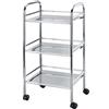 WENKO Carrello per il bagno e la casa Exclusive - scaffale mobile, 3 ripiani, Acciaio, 41 x 75 x 32 cm, Cromo