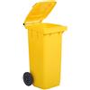 Mobil Plastic - Bidone Raccolta Differenziata 120 Litri con Coperchio e Ruote per Uso Esterno | Colore Giallo | Plastica Resistente | Certificato UNI EN 840