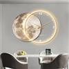 Generic Lampada da parete a LED 3D a forma di luna, illuminazione Art Deco moderna con orologio da parete dal design minimalista, scultura decorativa da parete per interni in stile orientale e tradizionale