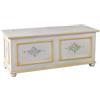 Vicentini arreda CASSAPANCA IN LEGNO SHABBY CHIC MOD CIPOLLA BIANCO DECORATO FILO GIALLO (L 120 P 42 H 50)