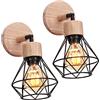 TOKIUS 2 Pezzi Lampada da Parete Industriale, Applique da parete E27 In Legno
